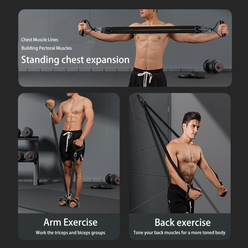 Adjustable Resistance Tension Bands With Foot Pedals And Handles