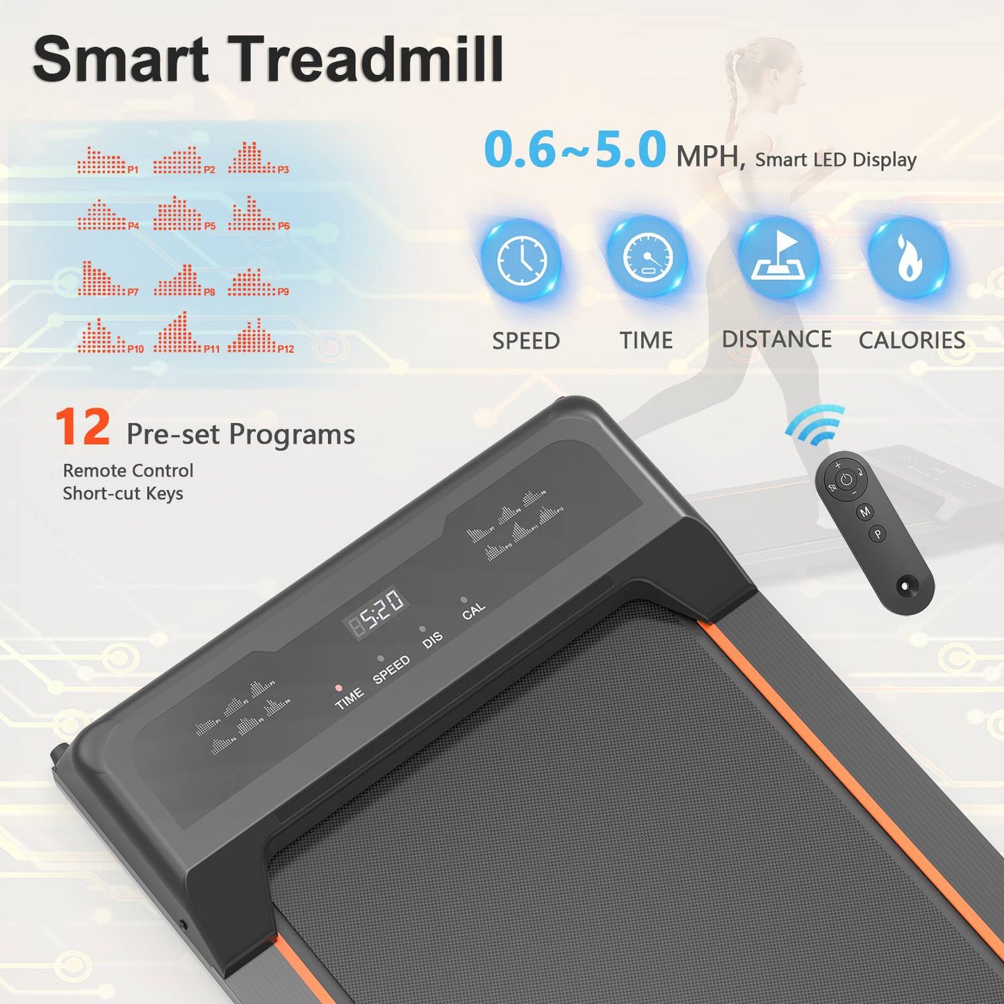 Walking Pad with LED Display and Remote Control